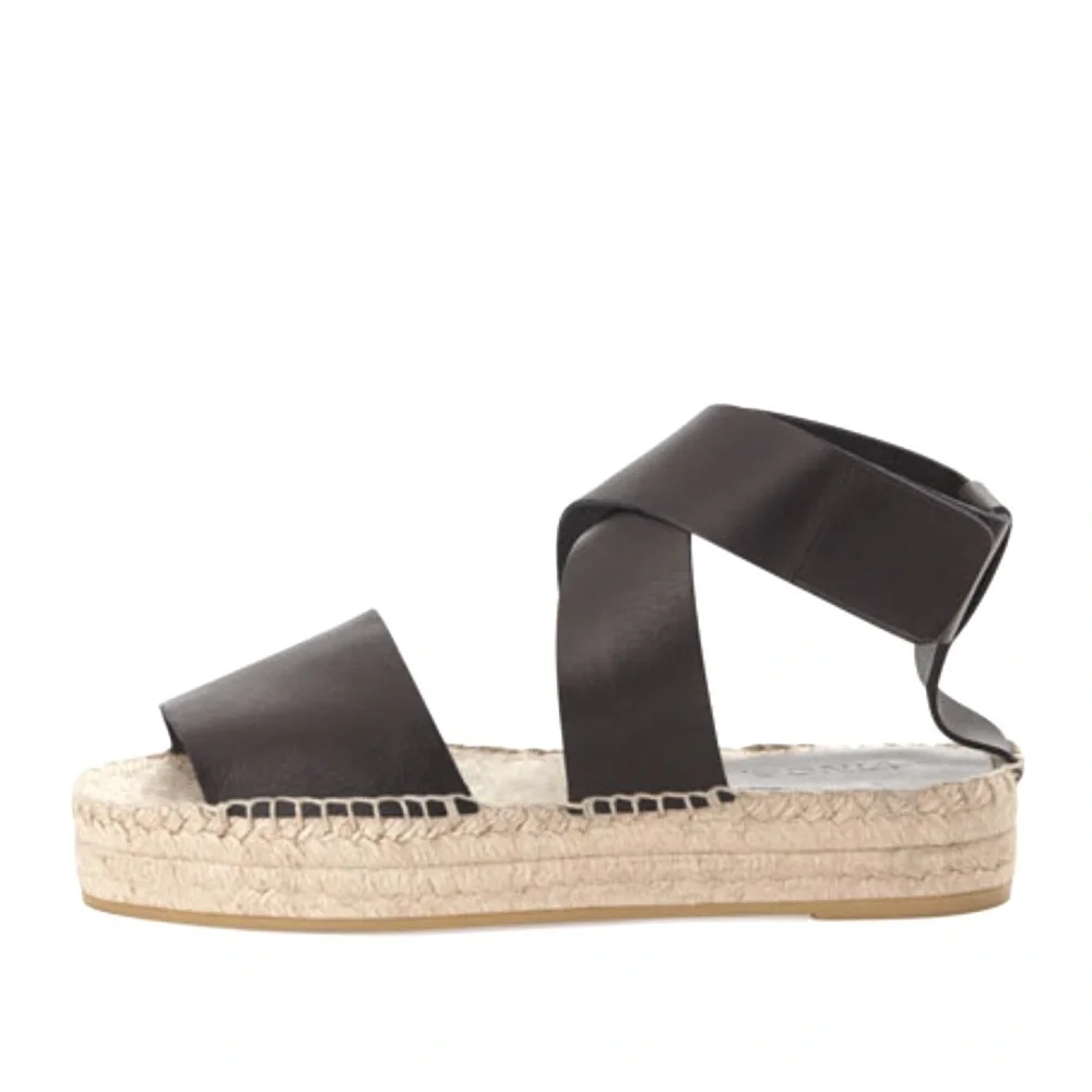 Vince Elise black leather espadrilles